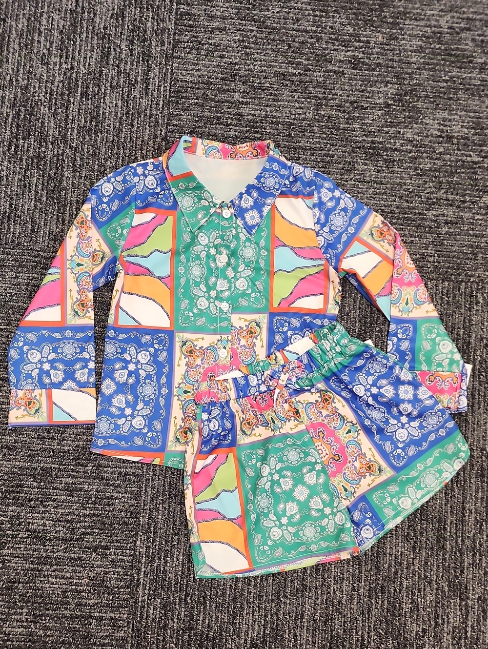 ASOS Girls Multicolor Patchwork Lounge Set Size 6X/7 NWT